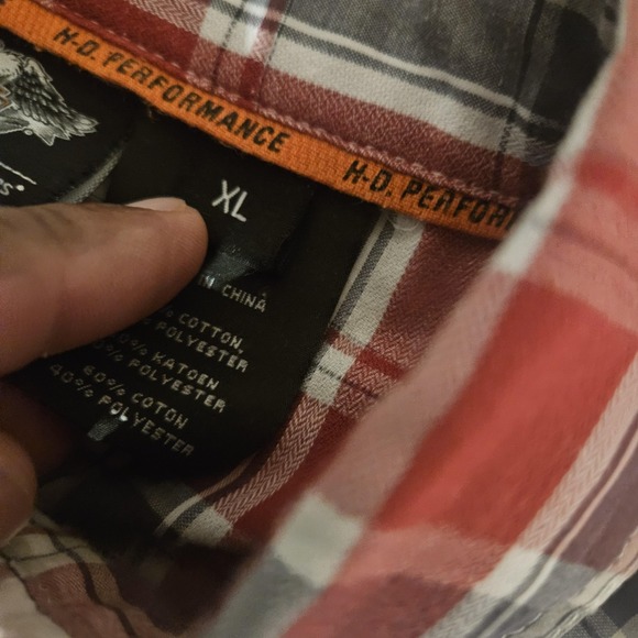 Harley-Davidson Shirt Mens XL Short Sleeve Red Plaid Snap Front Motorcycle - Picture 4 of 7